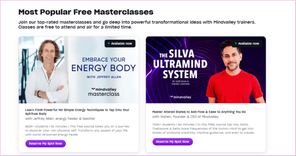 Mindvalley free classes